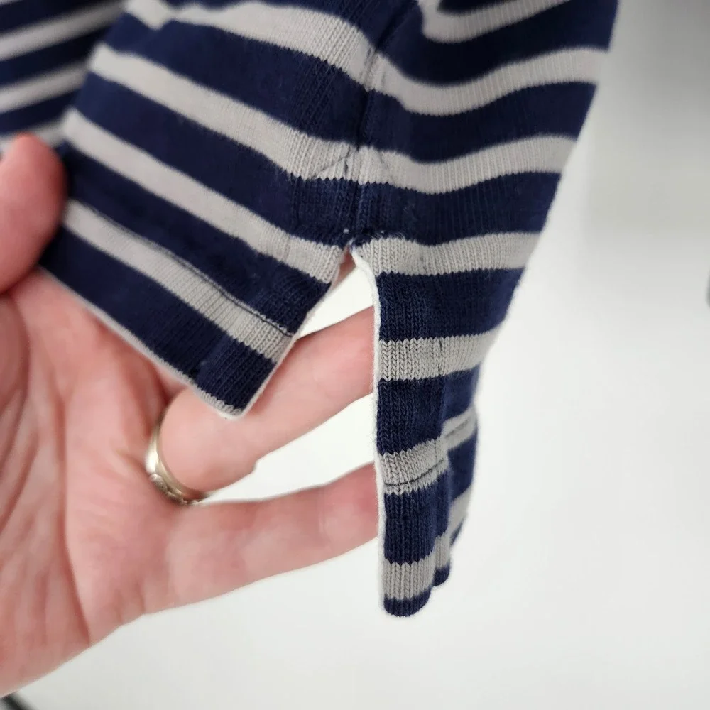 J. Crew Navy and Gray Striped Quarter Zip Up Sweater